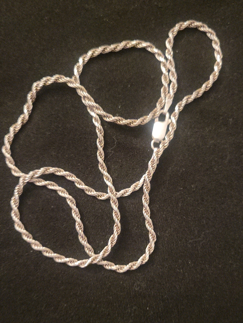 Vtg. Sterling Silver 925 Italy Thin Diamond Cut "24 Rope Chain.